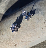 14k white gold diamond floral flower studs