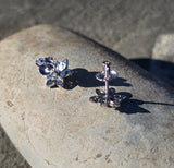 14k white gold diamond floral flower studs
