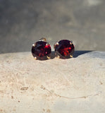 14k gold garnet scroll studs - 4.32ct tw