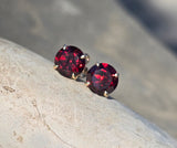 14k gold garnet scroll studs - 4.32ct tw