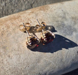 14k gold garnet scroll studs - 4.32ct tw
