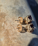 14k gold garnet scroll studs - 4.32ct tw