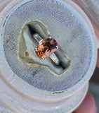 Platinum natural topaz and diamond estate ring