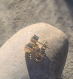 18k gold bezel set old Euro cut diamond studs earrings - 1.25ct tw