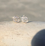 18k gold bezel set old Euro cut diamond studs earrings - 1.25ct tw