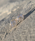 18k gold bezel set old Euro cut diamond studs earrings - 1.25ct tw