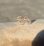 18k gold bezel set old Euro cut diamond studs earrings - 1.25ct tw