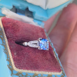 Platinum sapphire & diamond estate ring