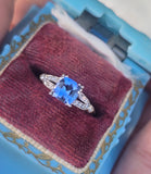 Platinum sapphire & diamond estate ring