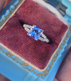 Platinum sapphire & diamond estate ring