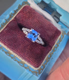 Platinum sapphire & diamond estate ring