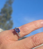 Platinum sapphire & diamond estate ring