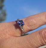 Platinum sapphire & diamond estate ring