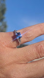 Platinum sapphire & diamond estate ring