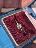 10k gold old mine cut diamond solitaire antique estate ring - apx .34ct