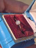 10k gold old mine cut diamond solitaire antique estate ring - apx .34ct