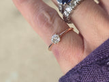 10k gold old mine cut diamond solitaire antique estate ring - apx .34ct