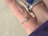 10k gold old mine cut diamond solitaire antique estate ring - apx .34ct