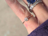 10k gold old mine cut diamond solitaire antique estate ring - apx .34ct