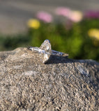 14k white gold vintage marquise & baguette diamond engagement ring bridal set