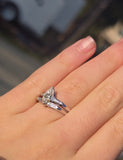 14k white gold vintage marquise & baguette diamond engagement ring bridal set