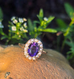 14k gold amethyst & pearl antique ring