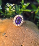 14k gold amethyst & pearl antique ring