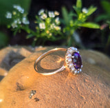 14k gold amethyst & pearl antique ring