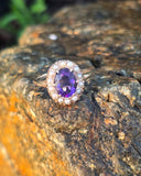 14k gold amethyst & pearl antique ring