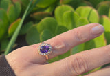 14k gold amethyst & pearl antique ring