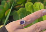 14k gold amethyst & pearl antique ring