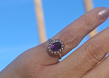 14k gold amethyst & pearl antique ring