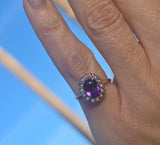 14k gold amethyst & pearl antique ring