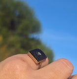 14k gold Art Deco onyx and diamond antique ring