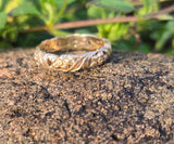 14k gold floral flower antique wedding band - size 6.7