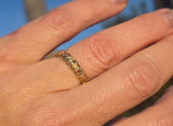 14k gold floral flower antique wedding band - size 6.7