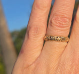 14k gold floral flower antique wedding band - size 6.7