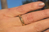 14k gold floral flower antique wedding band - size 6.7