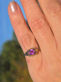 14k gold amethyst filigree antique ring
