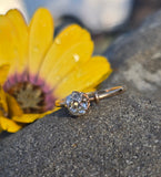 14k gold old mine cut diamond solitaire antique estate ring - apx .65ct HOLD