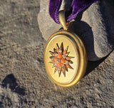 15ct Victorian coral, pearl and diamond starburst necklace LOCKET mourning pendant lavaliere