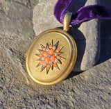 15ct Victorian coral, pearl and diamond starburst necklace LOCKET mourning pendant lavaliere
