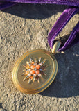 15ct Victorian coral, pearl and diamond starburst necklace LOCKET mourning pendant lavaliere