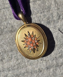 15ct Victorian coral, pearl and diamond starburst necklace LOCKET mourning pendant lavaliere