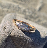 14-18k gold two-tone diamond estate band ring