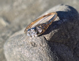14-18k gold two-tone diamond estate band ring