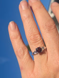 14k white gold Deco garnet and diamond estate ring