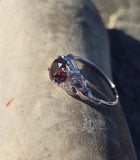 18k white gold Deco garnet and diamond estate ring