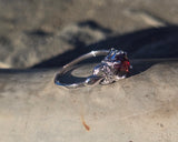 18k white gold Deco garnet and diamond estate ring