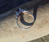 18k white gold Deco garnet and diamond estate ring